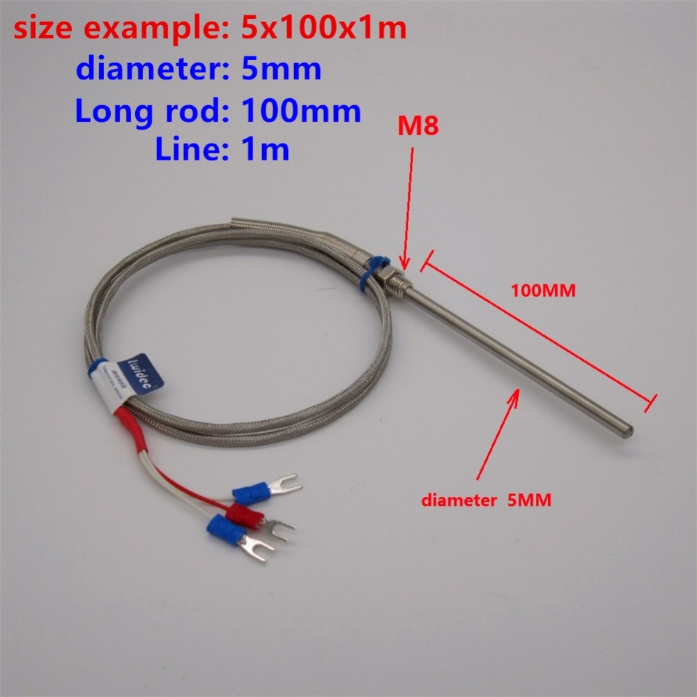 ǰ PT100 κ 2m RTD ̺ θ κ 100mm 3  µ  -50 C to + 400 C  5X100X1M/High-quality  PT100 probe 2m RTD Cable Stainless Probe 100mm 3 Wi
